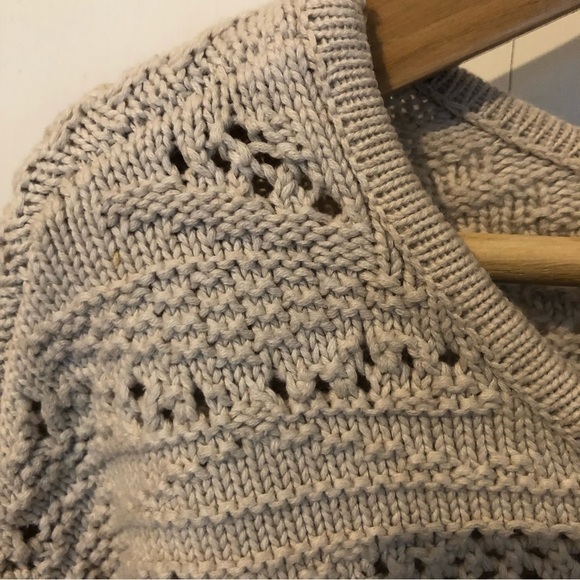 AMERICAN Eagle Boho Fringed 100% Cotton Knit Top Small - Picture 5 of 7